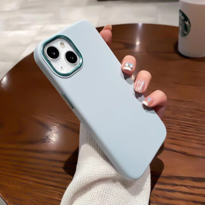 Liquid Silicone Metal Lens Macaron Phone Case