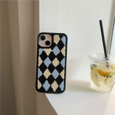 New Plush Rhombus Shockproof Mobile Phone Case