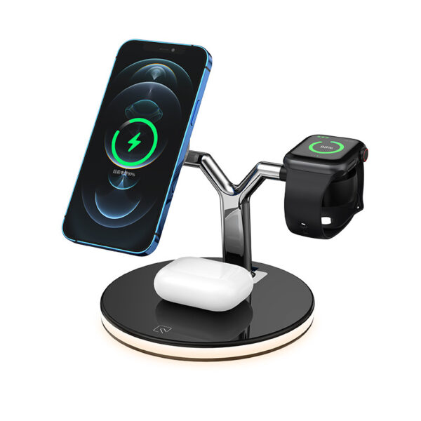 3 In 1 Magnetic Wireless Charger Stand Watch 15W Fast Charging Dock Station For Earbuds Pro - Image 2