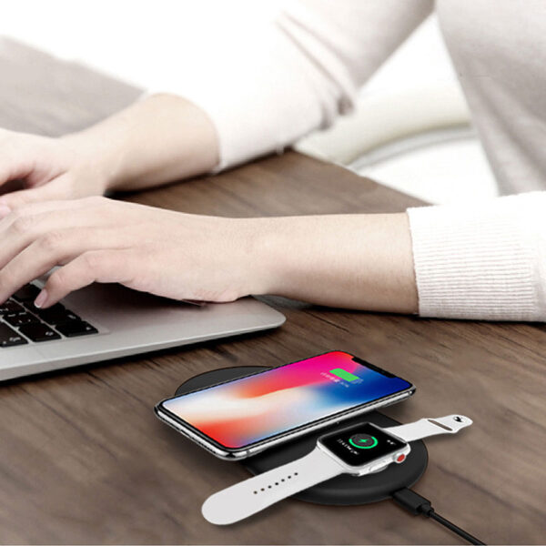 Compatible with Apple, 2 In 1 QI Wireless Charging Dock For Iphone, Watch & Android - Image 3