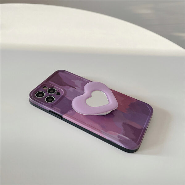 Purple Oil Painting Love Bracket Soft Shell Phone Case - Image 5