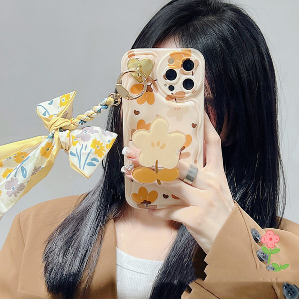 Autumn Leaves And Flowers With Bow Silk Scarf Phone Cases - Image 3