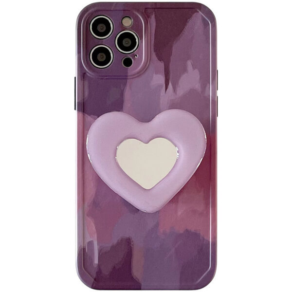 Purple Oil Painting Love Bracket Soft Shell Phone Case - Image 4